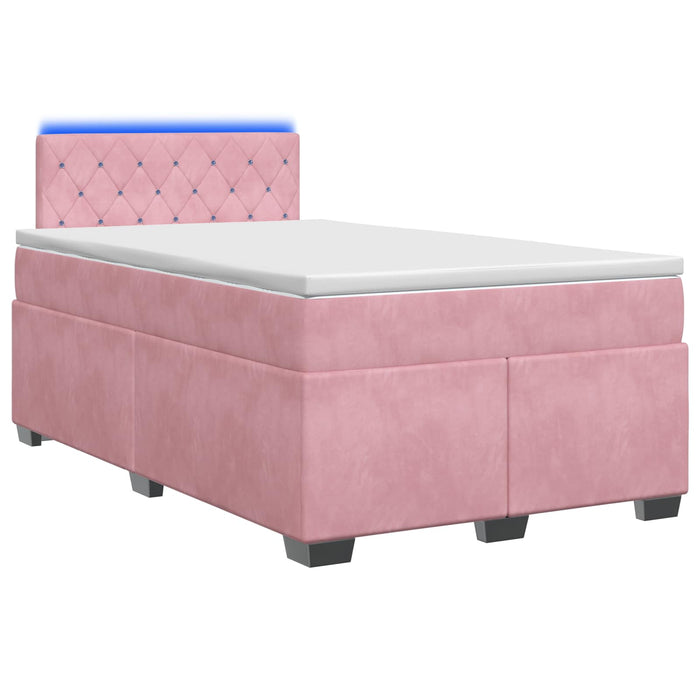 Pat box spring cu saltea și LED Roz 120 x 200 cm Catifea - WALTI WALTI