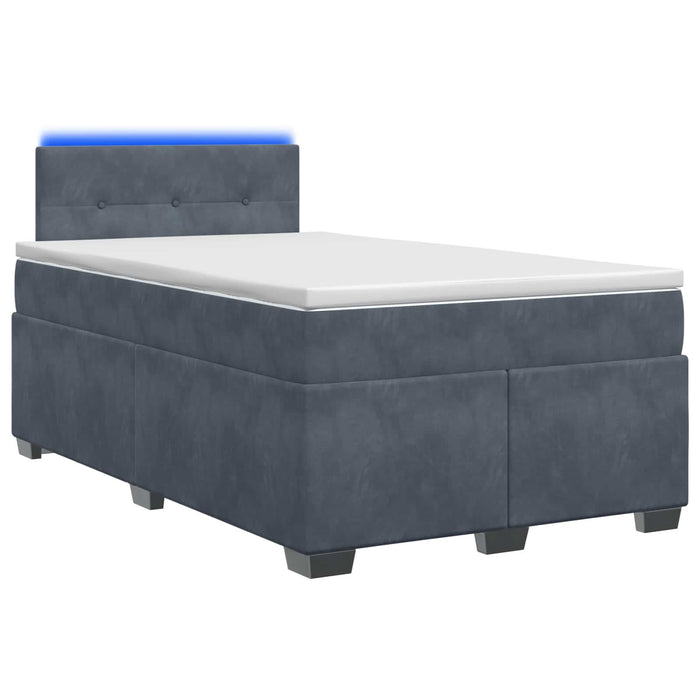 Pat box spring cu saltea și LED Gri închis 120 x 200 cm Catifea WALTI