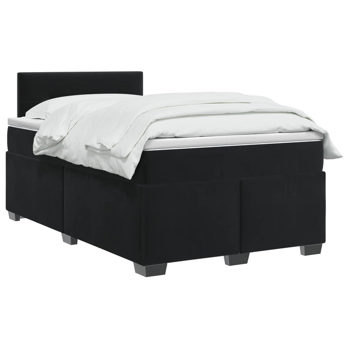 Pat box spring cu saltea și LED Negru 120 x 200 cm Catifea WALTI