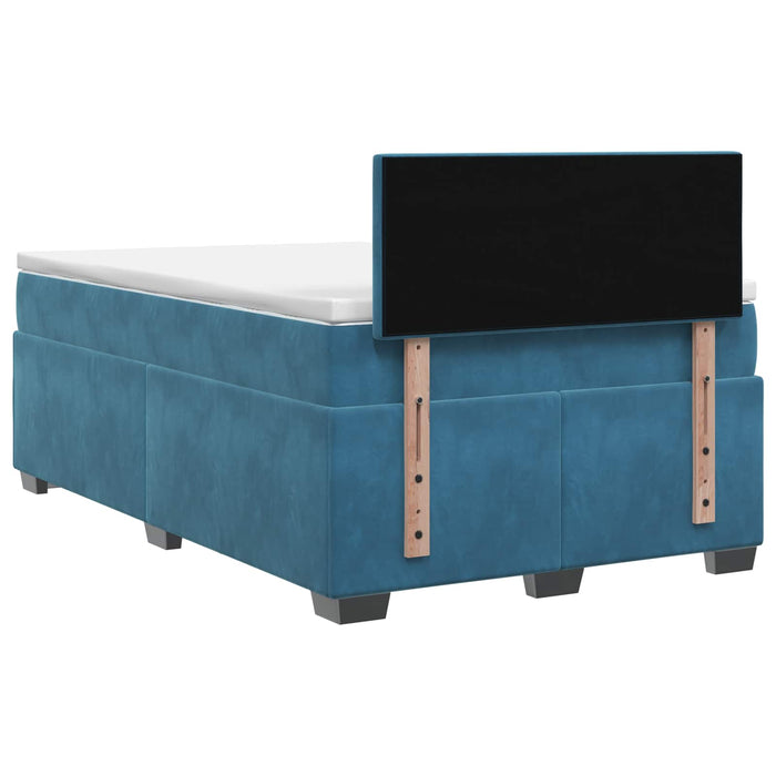 Pat box spring cu saltea și LED albastru 120 x 200 cm Catifea WALTI