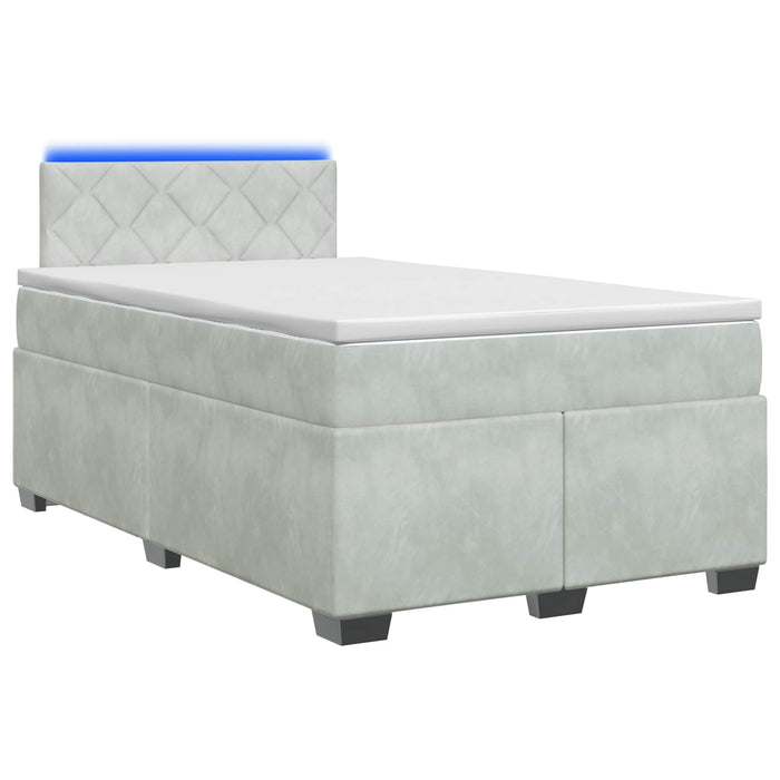 Pat box spring cu saltea și LED Gri deschis 120 x 200 cm WALTI