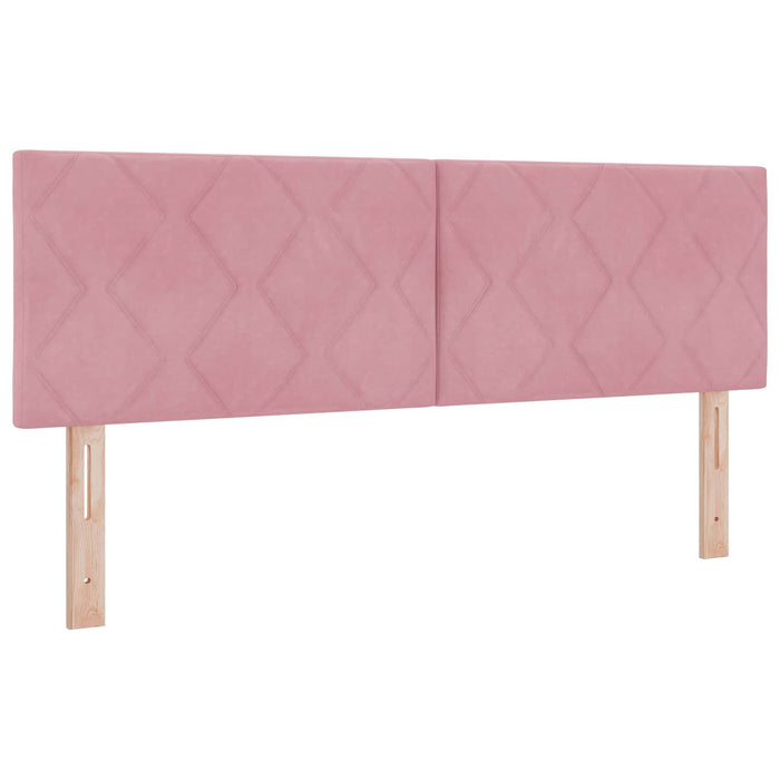 Pat box spring cu saltea și LED Roz 140 x 190 cm Catifea WALTI