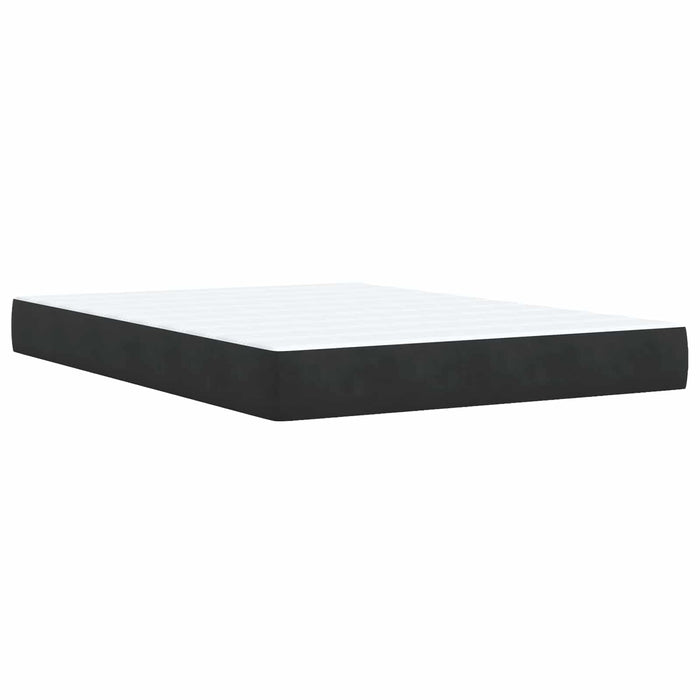Pat box spring cu saltea și LED Negru 140 x 200 cm Catifea WALTI
