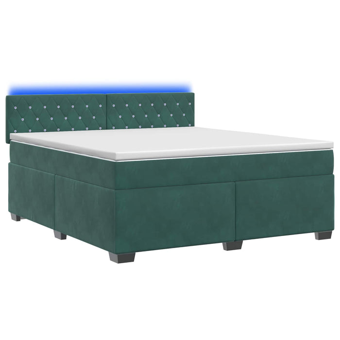 Pat box spring cu saltea și LED Verde închis 140 x 200 cm WALTI