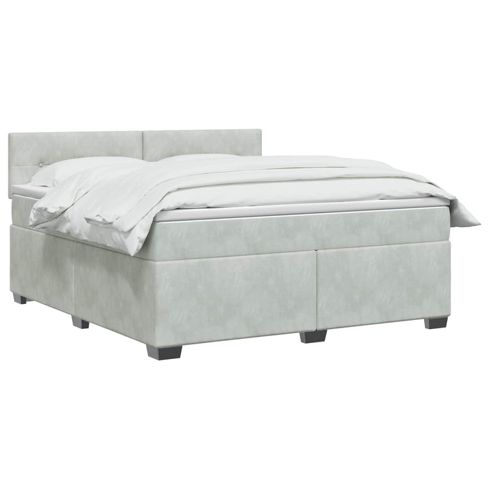 Pat box spring cu saltea și LED Gri deschis 140 x 200 cm WALTI