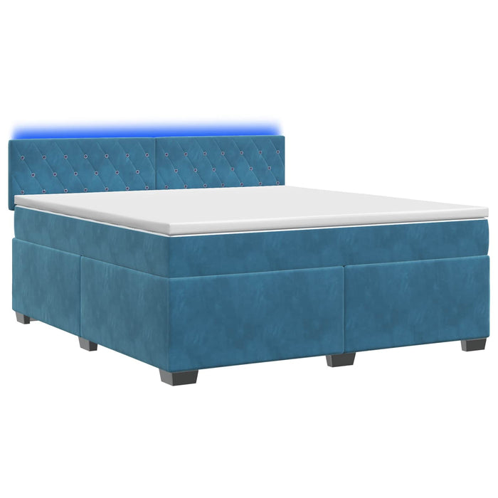 Pat box spring cu saltea și LED albastru 160 x 200 cm Catifea - WALTI WALTI
