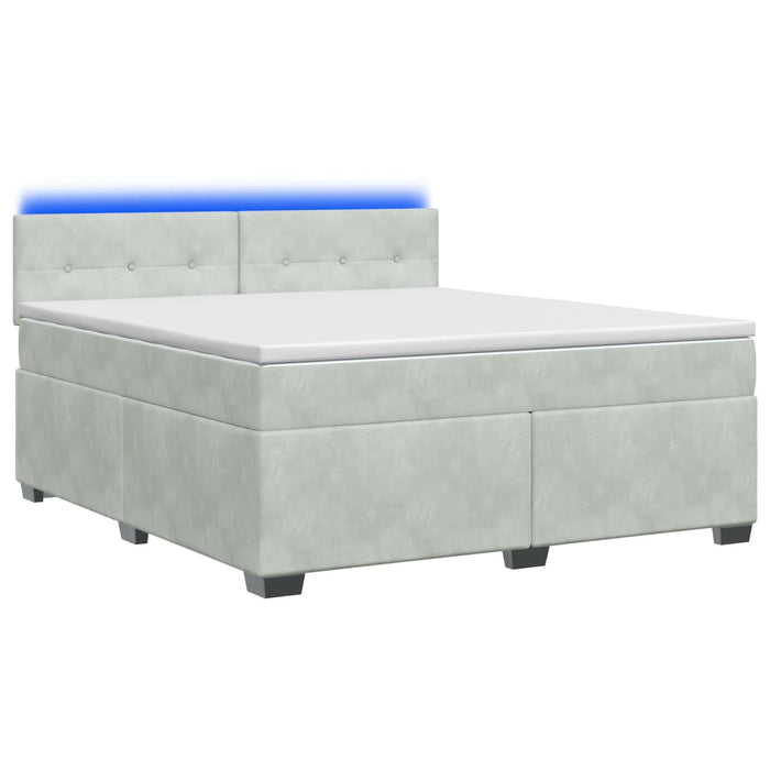 Pat box spring cu saltea și LED Gri deschis 160 x 200 cm WALTI