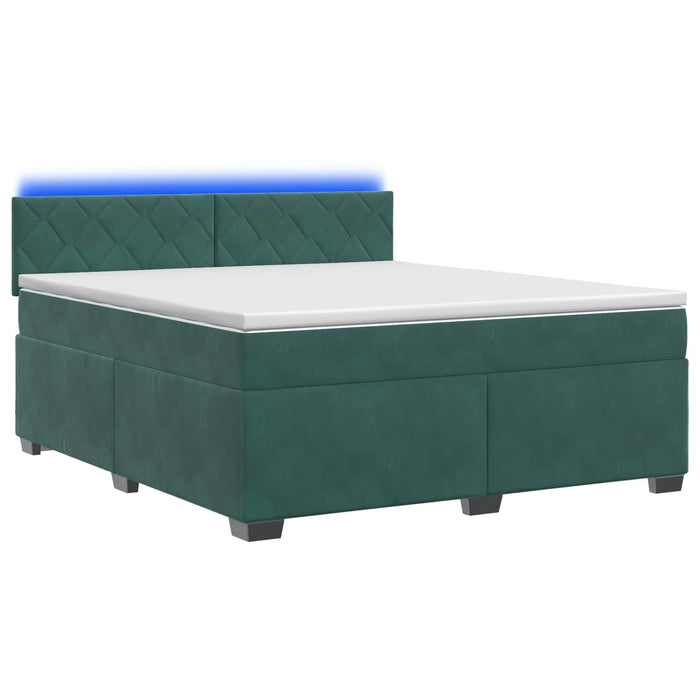 Pat box spring cu saltea și LED Verde închis 160 x 200 cm - WALTI WALTI