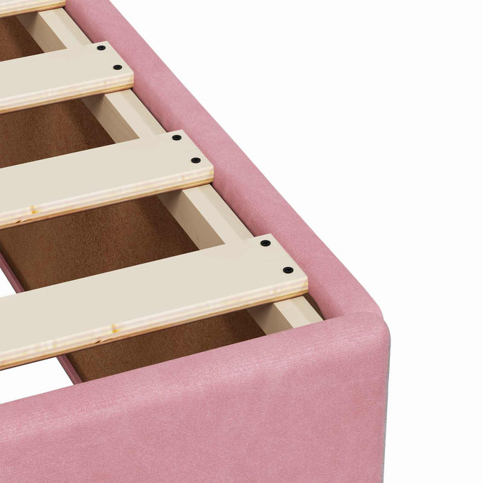 Pat box spring cu saltea și LED Roz 160 x 200 cm Catifea - WALTI WALTI