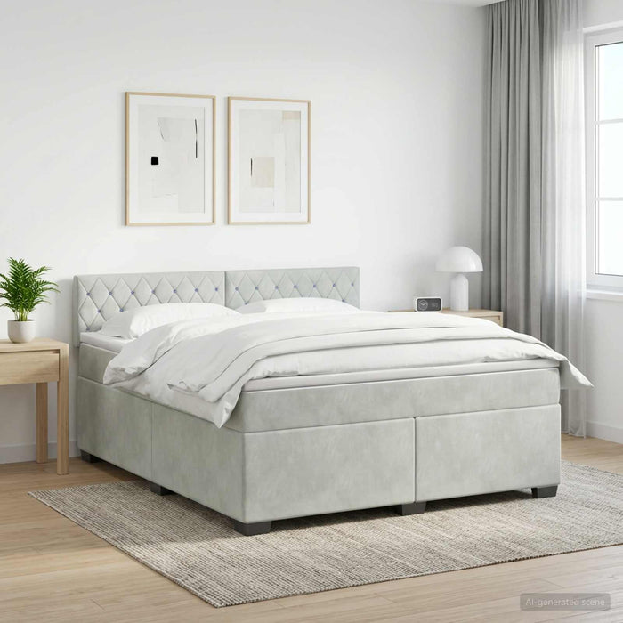 Pat box spring cu saltea și LED Gri deschis 180 x 200 cm - WALTI WALTI