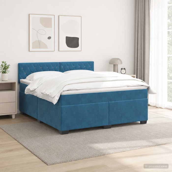 Pat box spring cu saltea și LED albastru 180 x 200 cm Catifea - WALTI WALTI