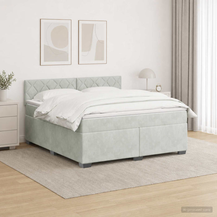 Pat box spring cu saltea și LED Gri deschis 160 x 200 cm - WALTI WALTI