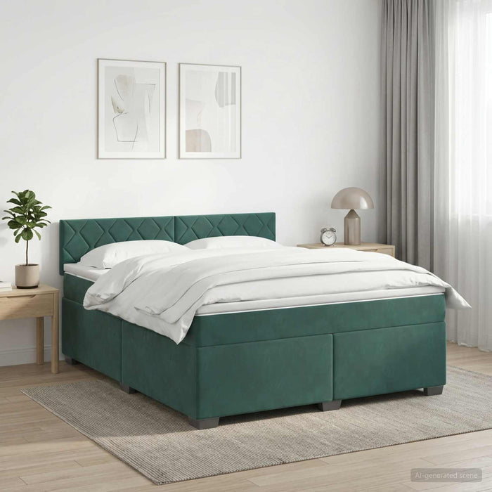 Pat box spring cu saltea și LED Verde închis 160 x 200 cm - WALTI WALTI