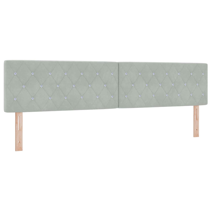 Pat box spring cu saltea și LED Gri deschis 200 x 200 cm WALTI