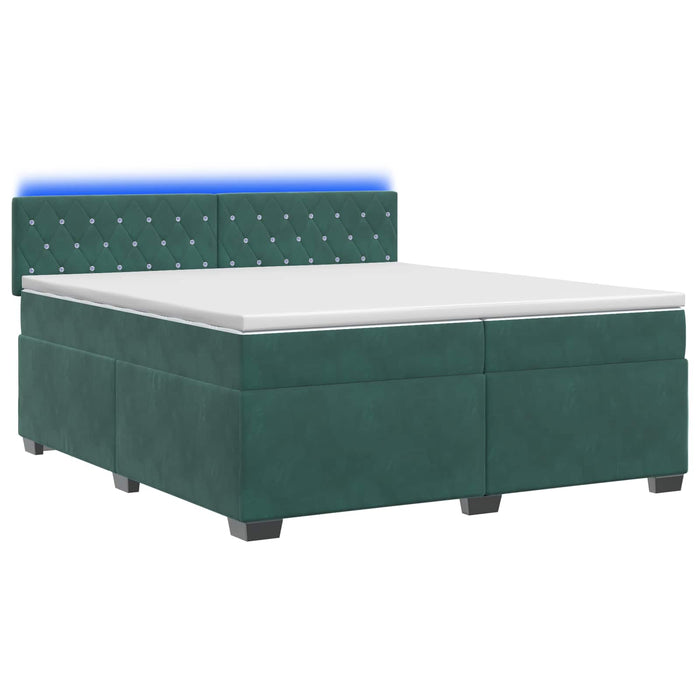 Pat box spring cu saltea și LED Verde închis 200 x 200 cm WALTI