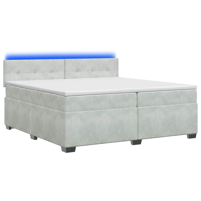 Pat box spring cu saltea și LED Gri deschis 200 x 200 cm WALTI