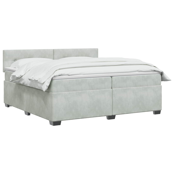 Pat box spring cu saltea și LED Gri deschis 200 x 200 cm WALTI