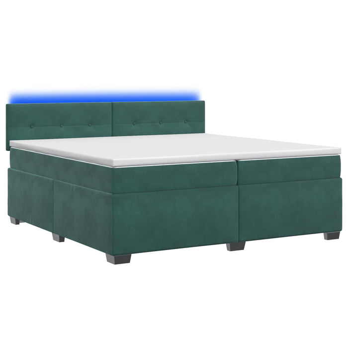 Pat box spring cu saltea și LED Verde închis 200 x 200 cm WALTI