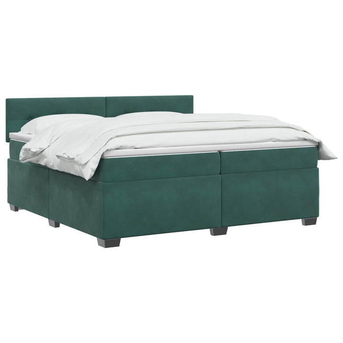 Pat box spring cu saltea și LED Verde închis 200 x 200 cm WALTI