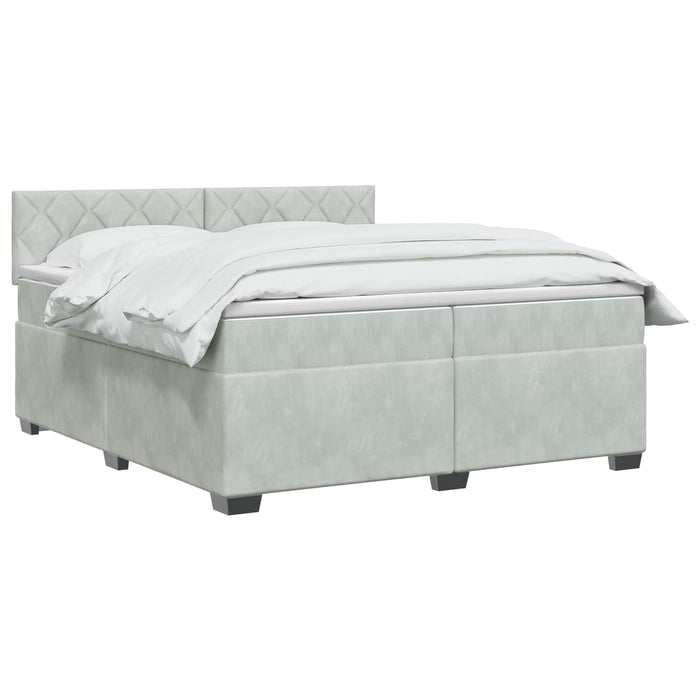 Pat box spring cu saltea și LED Gri deschis 200 x 200 cm - WALTI WALTI