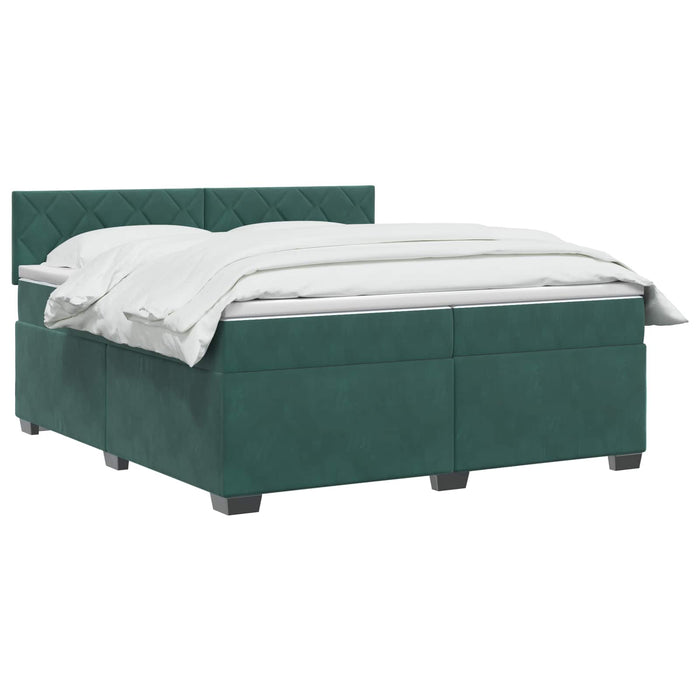Pat box spring cu saltea și LED Verde închis 200 x 200 cm WALTI