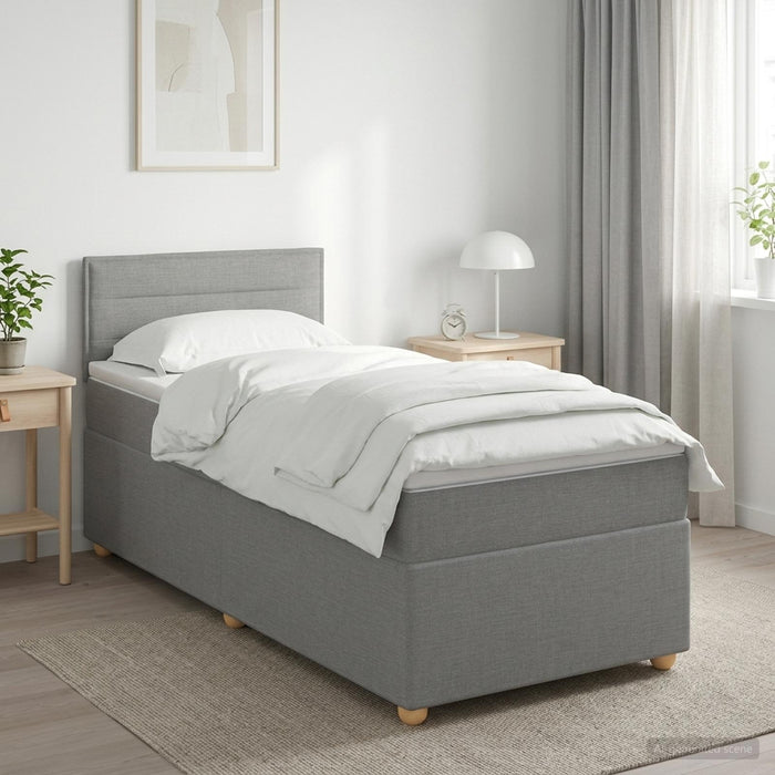 Pat boxspring cu saltea Gri deschis 90 x 190 cm Țesătură - WALTI WALTI
