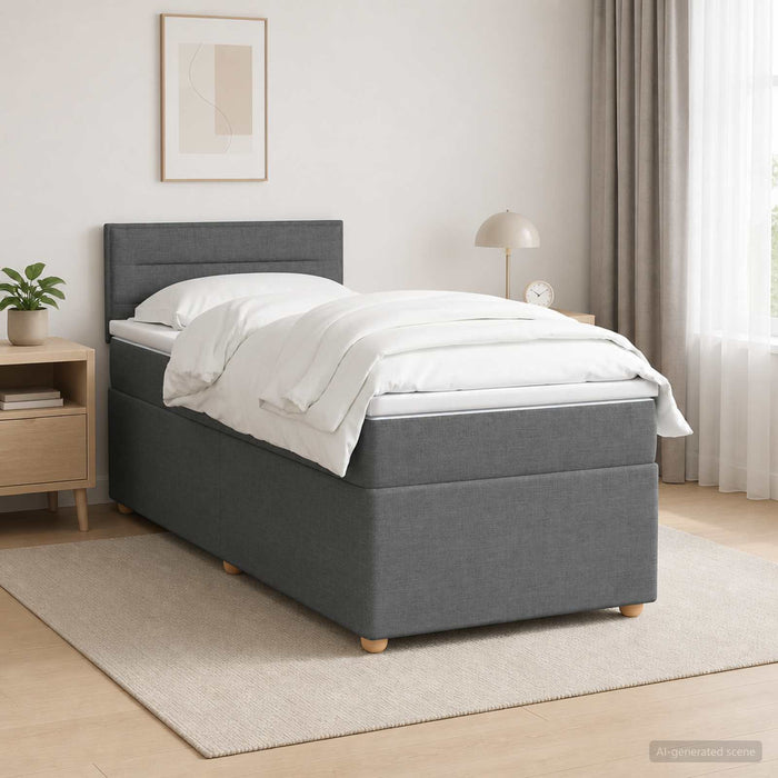 Pat boxspring cu saltea Gri închis 90 x 200 cm Țesătură - WALTI WALTI