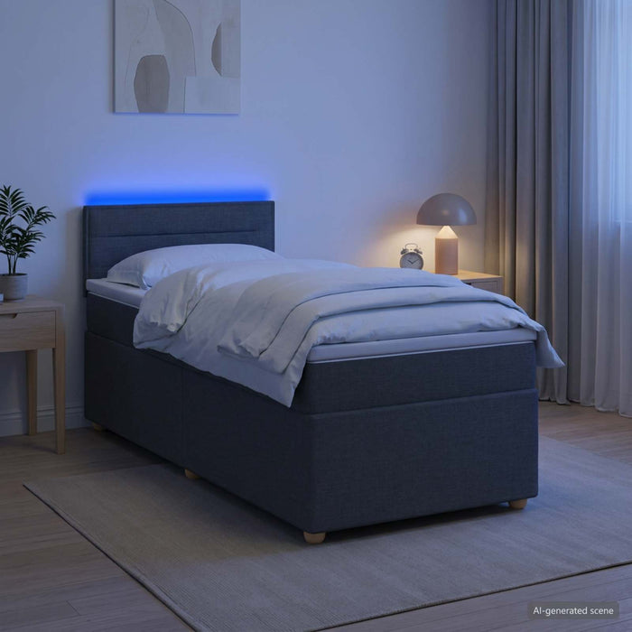Pat boxspring cu saltea Gri închis 90 x 200 cm Țesătură - WALTI WALTI