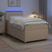 Pat boxspring cu saltea cu benzi LED Crem 90 x 200 cm Țesătură - WALTI WALTI