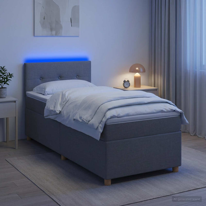 Pat boxspring cu saltea Gri deschis 100 x 200 cm Țesătură WALTI