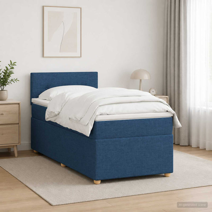 Pat boxspring cu saltea albastru 100 x 200 cm Țesătură WALTI