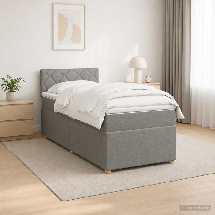 Pat boxspring cu saltea Gri deschis 100 x 200 cm Țesătură WALTI