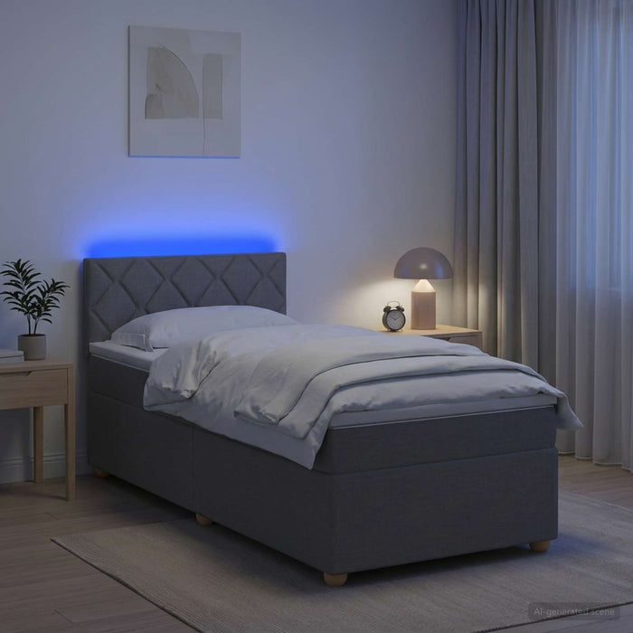Pat boxspring cu saltea Gri deschis 100 x 200 cm Țesătură WALTI