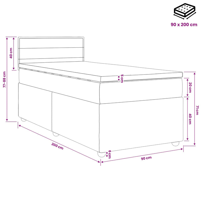 Pat boxspring cu saltea Maro închis 90 x 200 cm Țesătură - WALTI WALTI