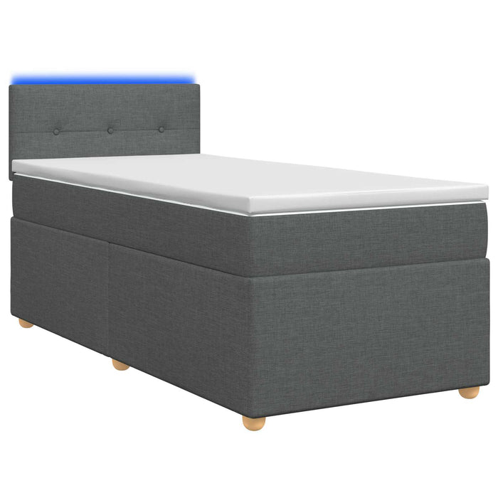 Pat boxspring cu saltea Gri închis 90 x 200 cm Țesătură WALTI