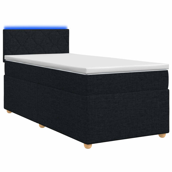 Pat boxspring cu saltea cu benzi LED Negru 90 x 200 cm Țesătură - WALTI WALTI