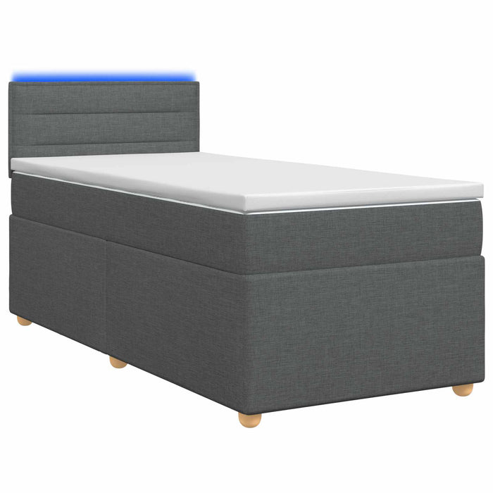 Pat boxspring cu saltea Gri închis 100 x 200 cm Țesătură WALTI