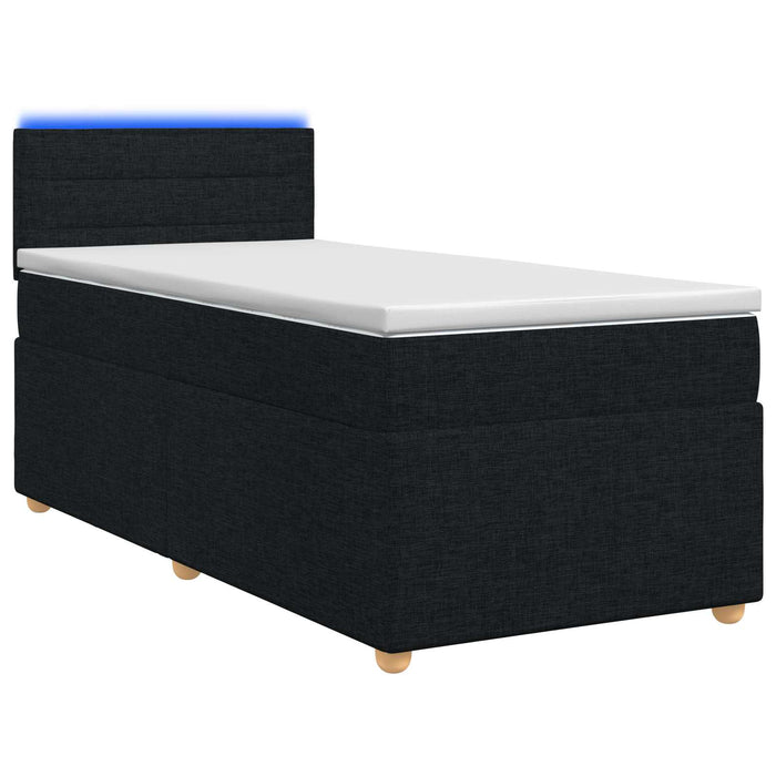 Pat boxspring cu saltea Negru 100 x 200 cm Țesătură - WALTI WALTI
