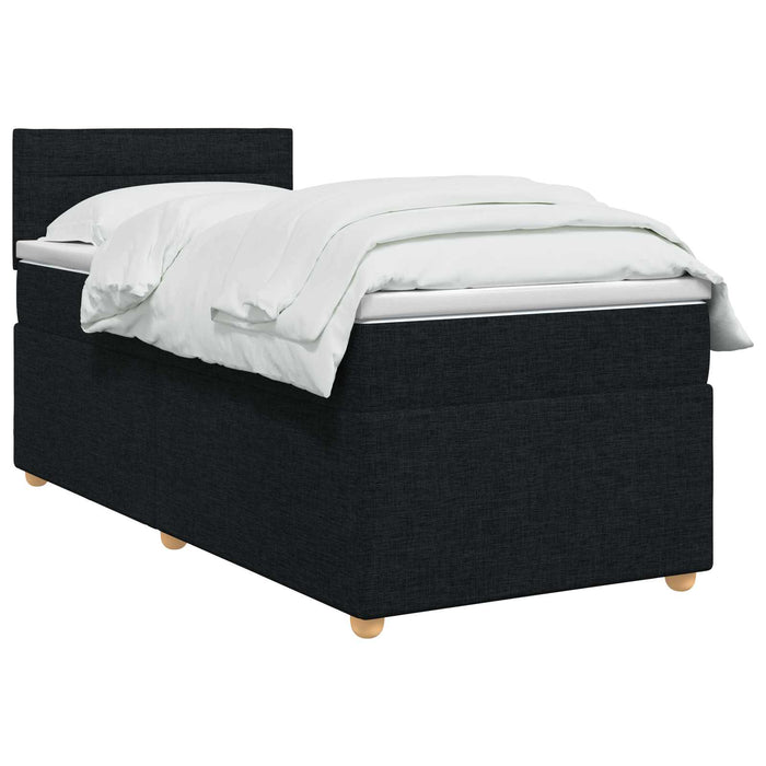 Pat boxspring cu saltea Negru 100 x 200 cm Țesătură - WALTI WALTI