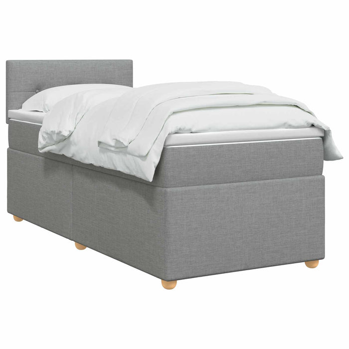 Pat boxspring cu saltea Gri deschis 100 x 200 cm Țesătură WALTI