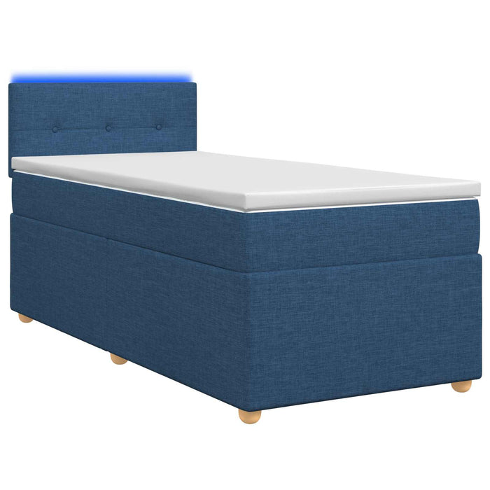 Pat boxspring cu saltea albastru 100 x 200 cm Țesătură WALTI