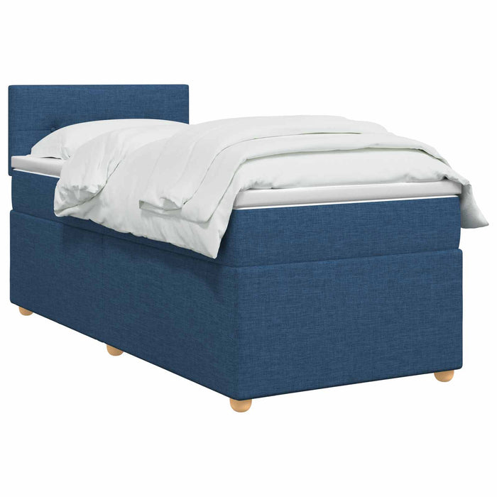 Pat boxspring cu saltea albastru 100 x 200 cm Țesătură WALTI