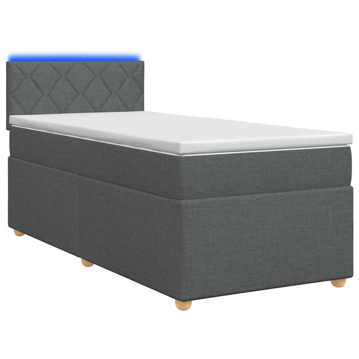 Pat boxspring cu saltea Gri închis 100 x 200 cm Țesătură - WALTI WALTI
