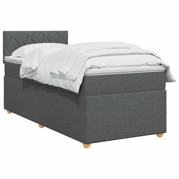 Pat boxspring cu saltea Gri închis 100 x 200 cm Țesătură - WALTI WALTI