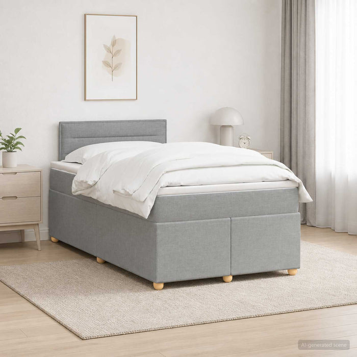 Pat boxspring cu saltea Gri deschis 120 x 190 cm Țesătură WALTI