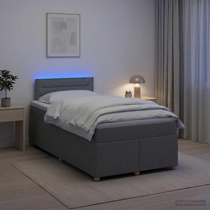 Pat boxspring cu saltea Gri deschis 120 x 200 cm Țesătură WALTI