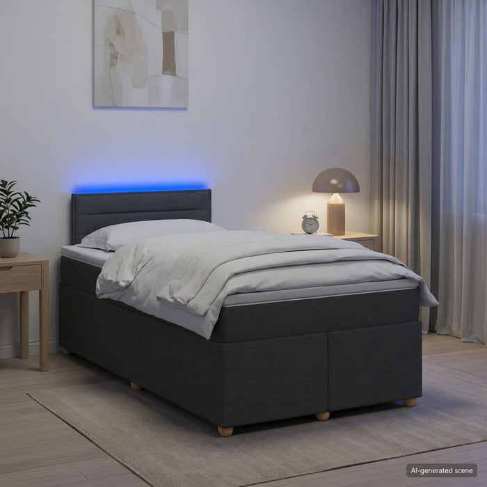 Pat boxspring cu saltea Gri închis 120 x 200 cm Țesătură WALTI