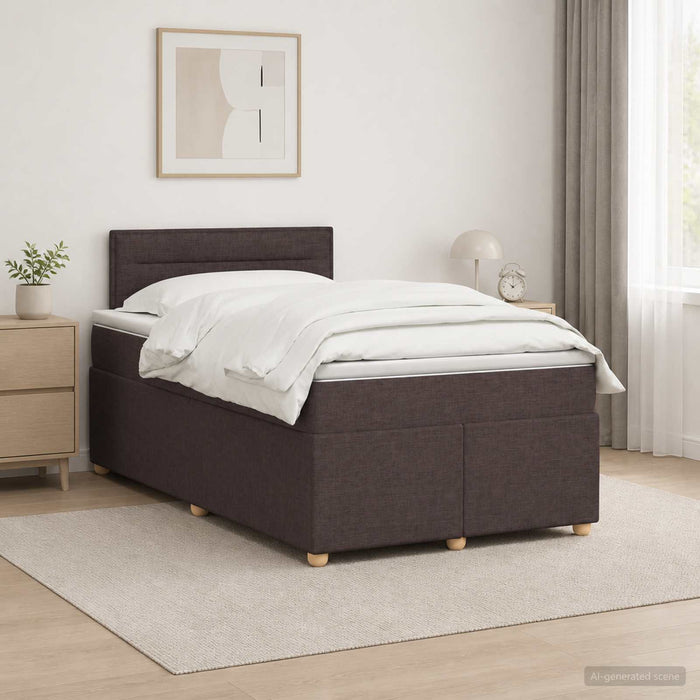 Pat boxspring cu saltea Maro închis 120 x 190 cm Țesătură WALTI