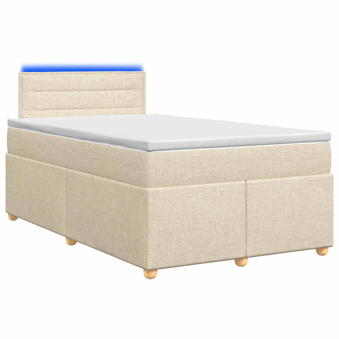 Pat boxspring cu saltea cu benzi LED Crem 120 x 190 cm Țesătură WALTI