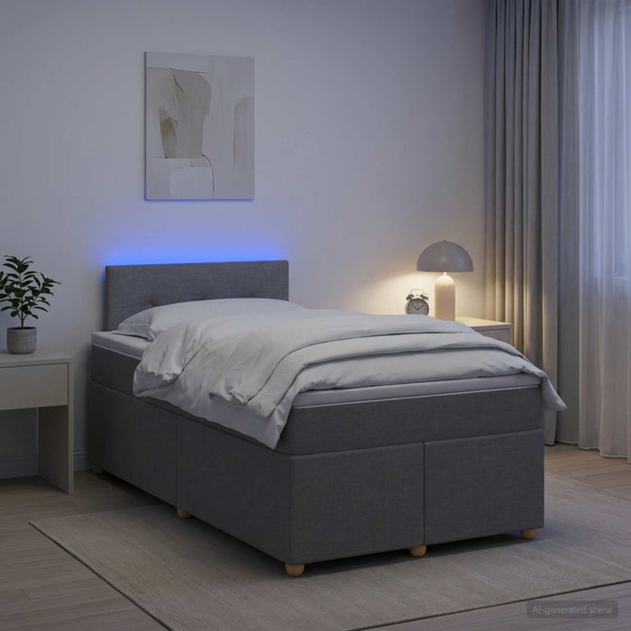 Pat boxspring cu saltea Gri deschis 120 x 190 cm Țesătură WALTI
